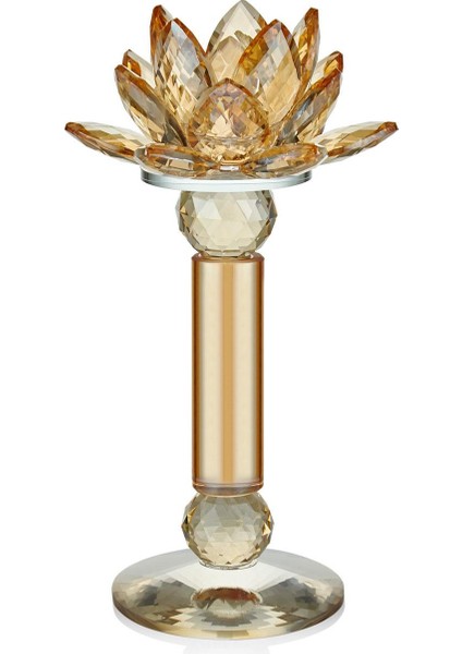 Seta Kristal Lotus Şamdan Amber 14*14*26 cm