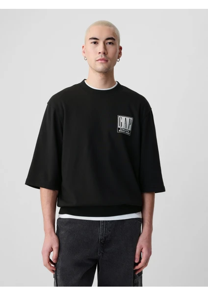 Erkek Siyah Gap Logo Oversize Sweatshirt