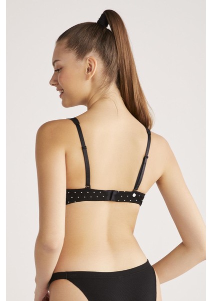 Polka Puantiyeli Fırfırlı Sütyen Siyah fiyatları