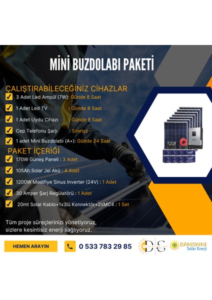 510 Watt Mini Buzdolabı Güneş Enerji Paketi fiyatları