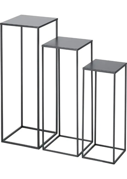 W Home 3'lü Set Metal Ayaklı Saksılık Standı - Dekoratif Ayaklı Saksılık