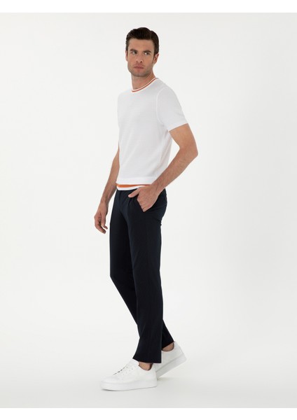 Erkek Beyaz Slim Fit Bisiklet Yaka Triko T-Shirt 50285359-VR013