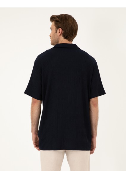 Erkek Lacivert Regular Fit Örme Gömlek 50286124-VR033