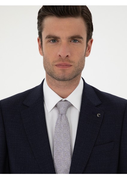 Erkek Lacivert Slim Fit Mikro Desenli Mono Yaka Yün Karışımlı Takım Elbise 50272937-VR033 fiyatları
