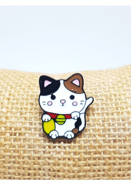 Anime Kedi Rozet. Metal Model. Mineli Metal.