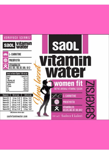 4 Adet Saol Water Women Fit 500 ml Vitaminli Minarelli Su modelleri