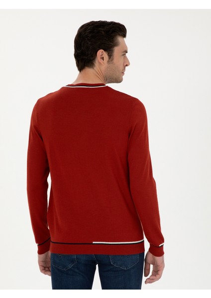 Erkek Kiremit Slim Fit Kazak 50271571-VR031