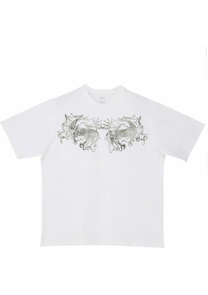 Warrior Horses Oversize Tshirt - Beyaz
