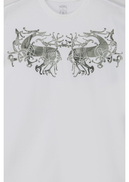 Warrior Horses Oversize Tshirt - Beyaz