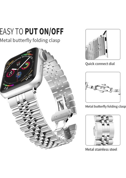 Apple Watch Uyumlu 38/40/ 41 mm Seri 10-42mm Uyumlu Paslanmaz Çelik Stainless Steel Metal Kordon fırsatları