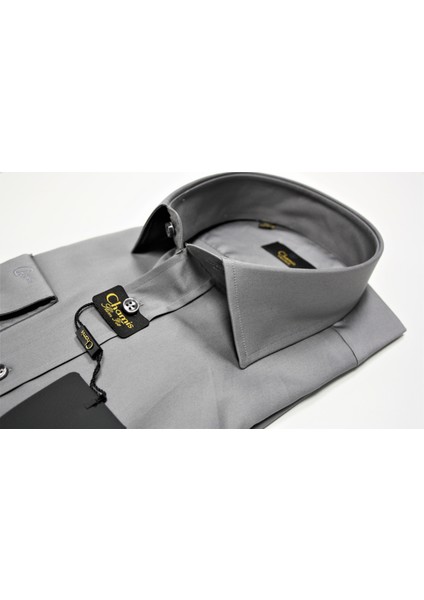 Slimfit Füme Pamuk Saten Uzun Yaka Gömlek fiyatları