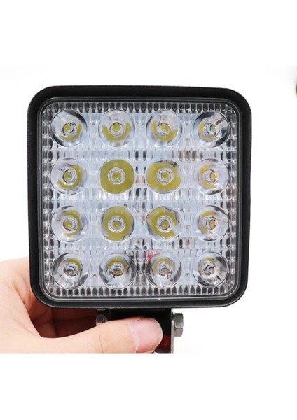 Tiger Marketing 16 LED Off Road Kare Çalışma Lambası Sis Lambası Projektör Gündüz Farı 48 Watt