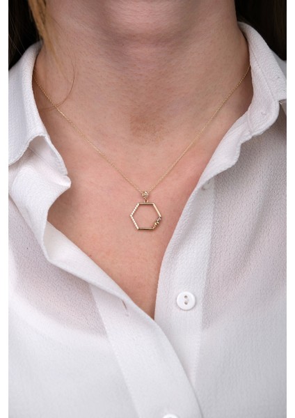 Güzide 14 Ayar Altın Altıgen Kolye fiyatları
