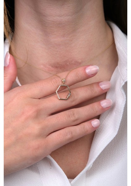 Güzide 14 Ayar Altın Altıgen Kolye modelleri