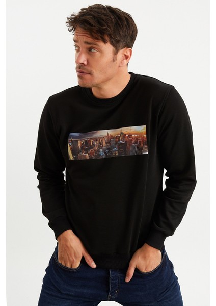 5012 Erkek Bisiklet Yaka Baskılı Sweatshirt fiyatları