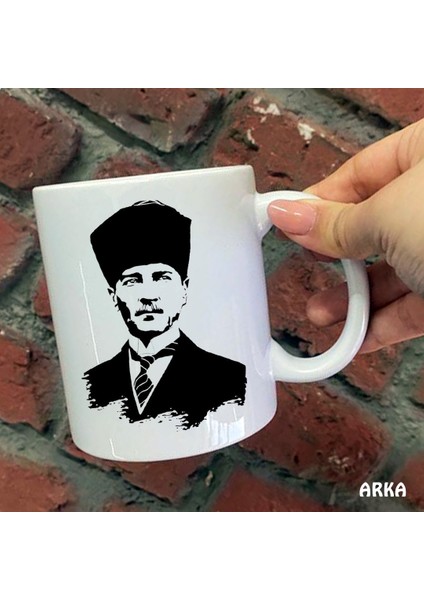 Size Özel Gazi Mustafa Kemal Atatürk Siyah Beyaz Seramik Baskılı Kupa Bardaklar