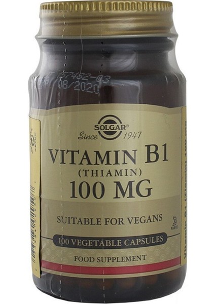 Vitamin B1 (Thiamin) 100 Mg 100 Kapsül