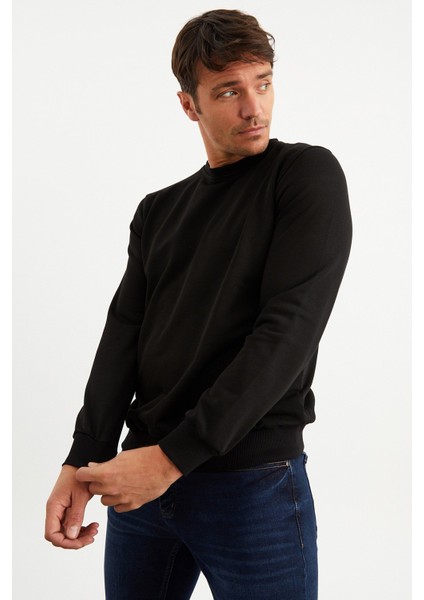 5010 Erkek Bisiklet Yaka Baskılı Sweatshirt modelleri