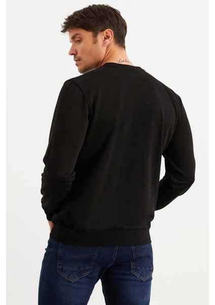 5010 Erkek Bisiklet Yaka Baskılı Sweatshirt fırsatları