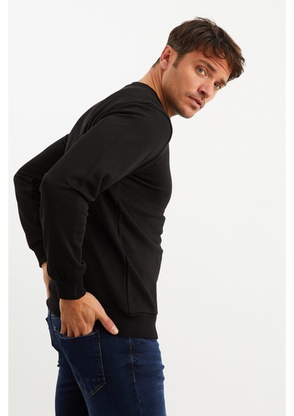 5013 Erkek Bisiklet Yaka Baskılı Sweatshirt fırsatları