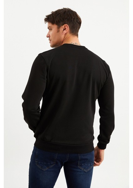 5013 Erkek Bisiklet Yaka Baskılı Sweatshirt indirimleri