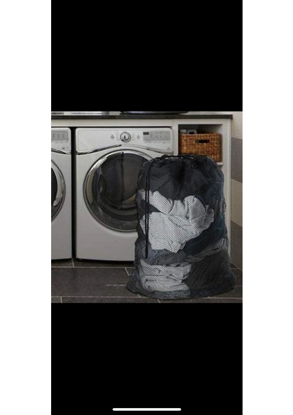 3 Adet Siyah Perde ve Çamaşır Yıkama Filesi Ipli 60X80 cm (Battal Boy)