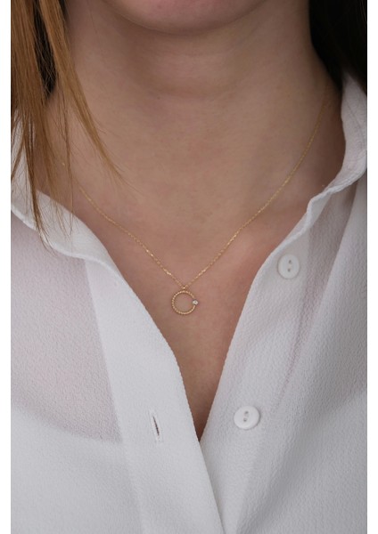 Güzide 14 Ayar Altın Taşlı Halka Kolye fiyatları