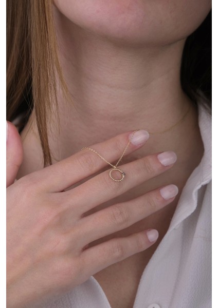 Güzide 14 Ayar Altın Taşlı Halka Kolye modelleri