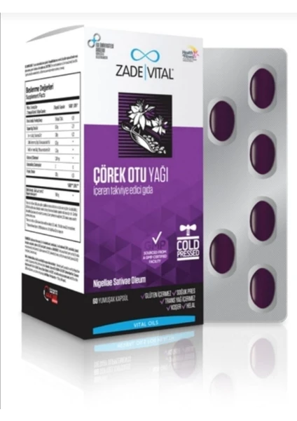 Zade Vital Çörek Otu (1800mg) Yağı 60 Kapsül