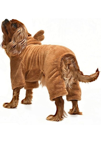 Küçük ve Orta Irk Köpek Pijama Polar Tulum Yumbo Kahverengi Köpek Kıyafeti fırsatları
