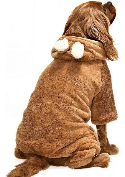 Küçük ve Orta Irk Köpek Pijama Polar Tulum Yumbo Kahverengi Köpek Kıyafeti modelleri