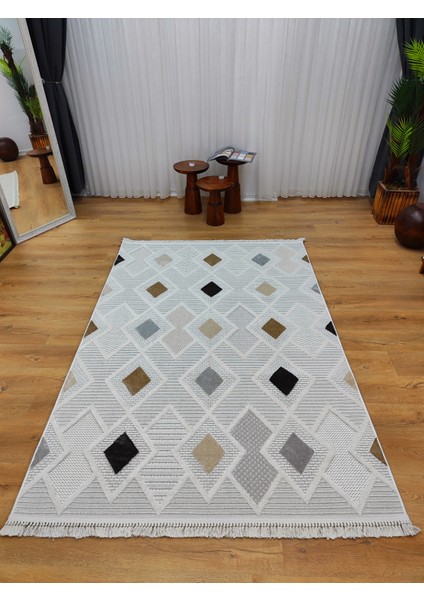 Trendycarpet Bambu Dokusunda Dekoratif Halı Gri 8804