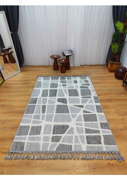 Trendycarpet Bambu Dokusunda Dekoratif Halı Gri 1414