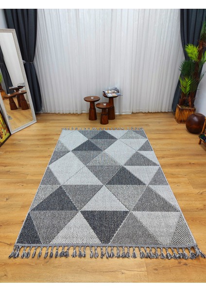 Trendycarpet Bambu Dokusunda Dekoratif Halı Gri 1401