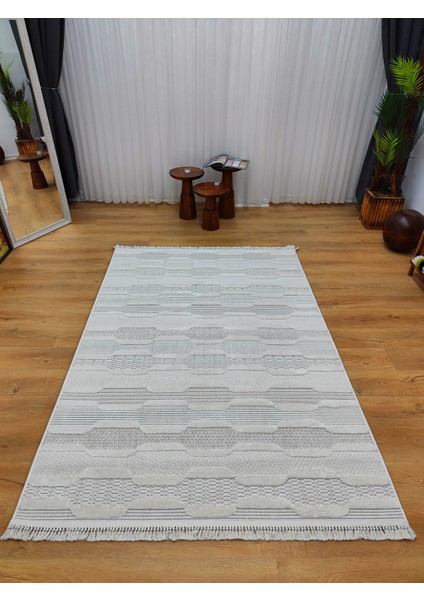 Trendycarpet Bambu Dokusunda Dekoratif Halı Krem 8801