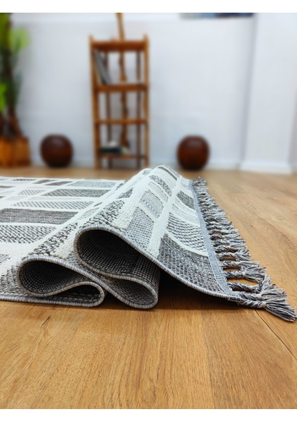 Trendycarpet Bambu Dokusunda Dekoratif Halı Gri 1414