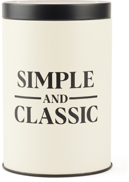 Simple Classic Metal Saklama Kabı - Krem / Siyah - 570 ml