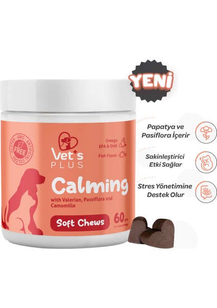 Vet's Plus Calming Çiğnenebilir Tablet 60'lı (Kedi ve Köpekler için Sakinleştirici)