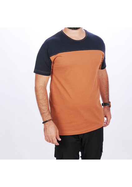 Robalı Tişört Kahve Lacivert