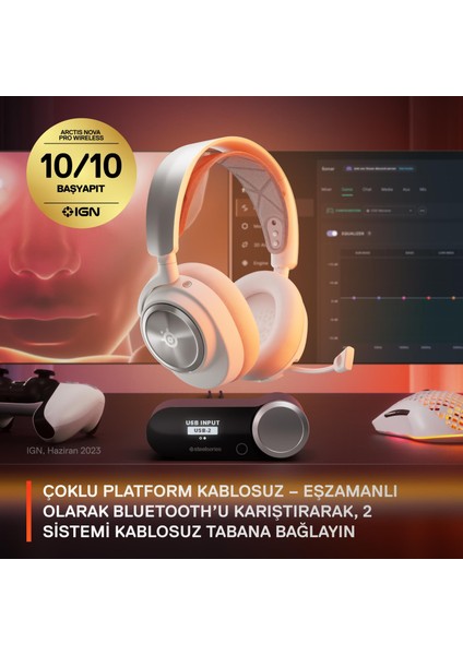 Steelseries Arctis Nova Pro Wireless Kablosuz Oyuncu Kulaklığı - Beyaz