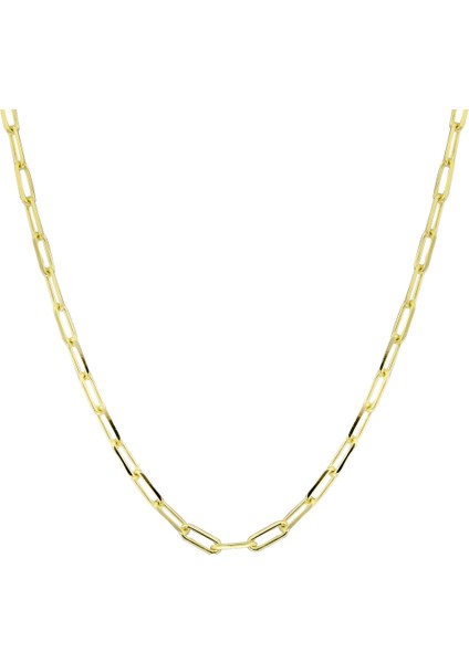 Ince Ataç - Paperclip - 14 Ayar Gerçek Altın Zincir Kolye - Kalınlık 2.15 mm (585 Damgalı)