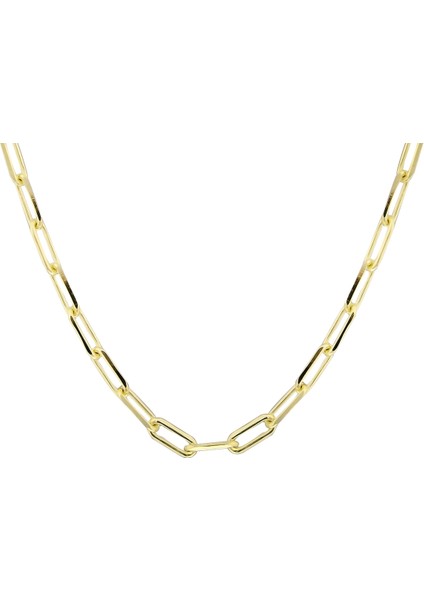 Ince Ataç - Paperclip - 14 Ayar Gerçek Altın Zincir Kolye - Kalınlık 2.15 mm (585 Damgalı)