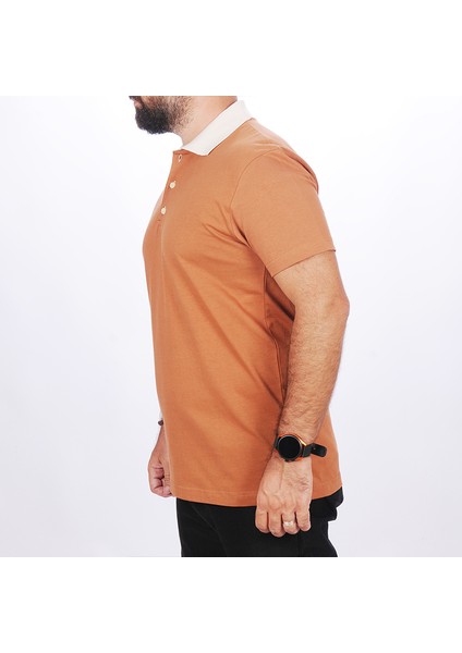Polo Yaka Tişört Kahve-Bej Yakalı fiyatları