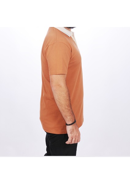 Polo Yaka Tişört Kahve-Bej Yakalı modelleri