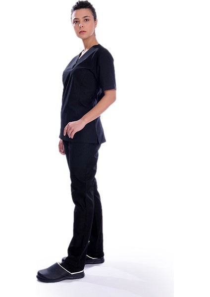 Kadın Muska Yaka Hemşire Forması Siyah fiyatları