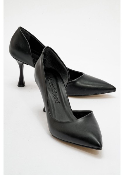 Kadın Sivri Burun Topuklu Ayakkabı Siyah Cilt