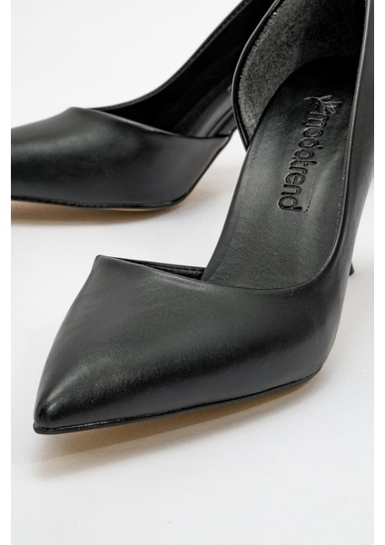 Kadın Sivri Burun Topuklu Ayakkabı Siyah Cilt modelleri