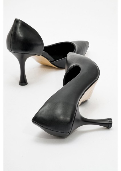Kadın Sivri Burun Topuklu Ayakkabı Siyah Cilt fırsatları