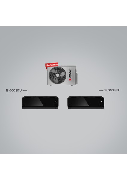 A++ 18000 BTU + 18000 BTU İç Ünite (1 adet Dış Ünite = 2 adet İç Ünite) 24000 BTU 1+2 Multi Inverter Klima