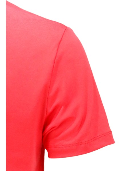 Erkek V Yaka Standart Fit Nar Çiçeği T-Shirt modelleri